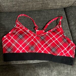 Active USA Red Plaid Women's Sports Bra
